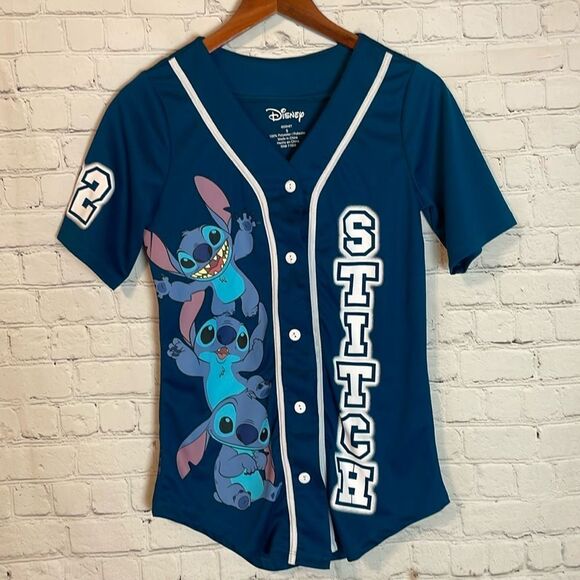 NWT Lilo & Stitch Baseball Jersey Walt Disney World Adult Junior Small - Picture 1 of 6